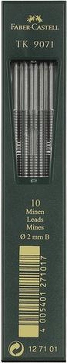 Faber-castell potloodstiftjes vulpotlood - tk9071 - lijnbreedte 2,0mm - hardheid 3b - 10 stuks in koker - fc-127103