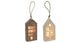 Huis hanger beige bruin vilt led 20cm 2 assortie