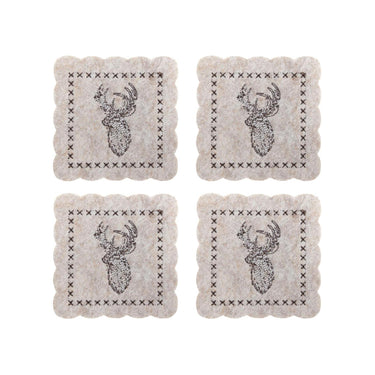 Svenska living onderzetter rendier vilt beige set a 4 stuks 10cm