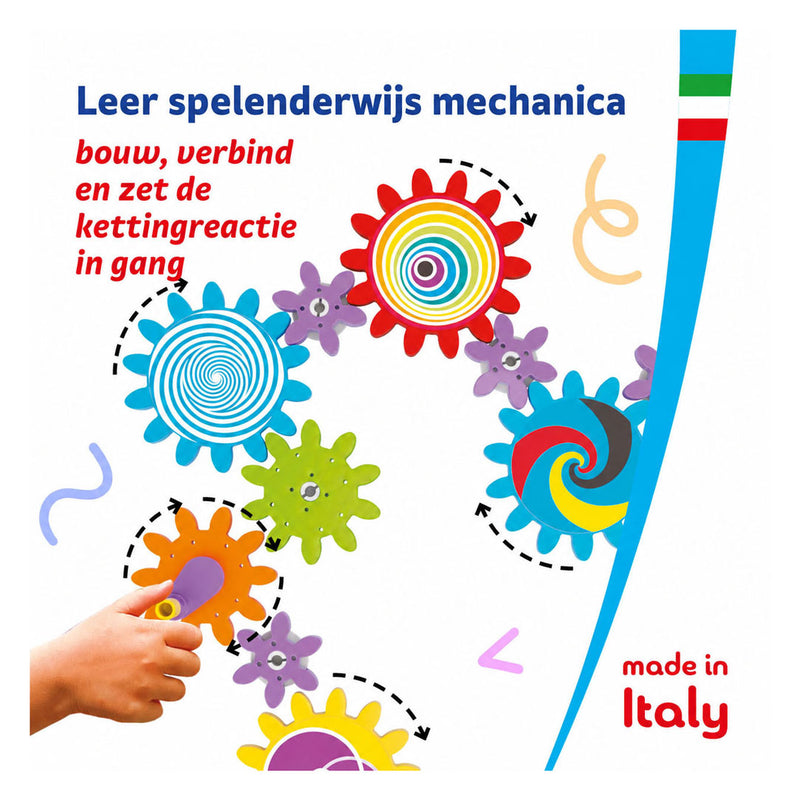 Afbeelding laden in galerijviewer, Quercetti tandwielenset kaleido gears - 55-delig - bouwstenen

