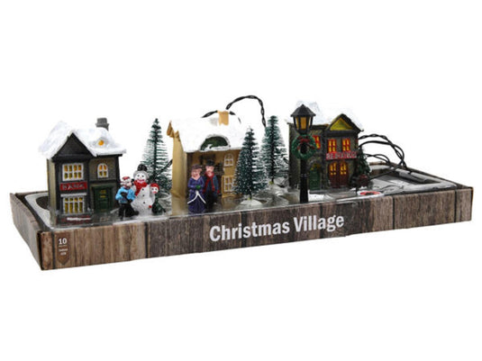 Svenska living kerstdorp poly met verlichting en muziek 10-delig (excl.2xaa batterij)