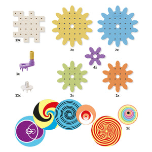 Quercetti constructiespeelgoed kaleido gears eco bouwset 38-delig.