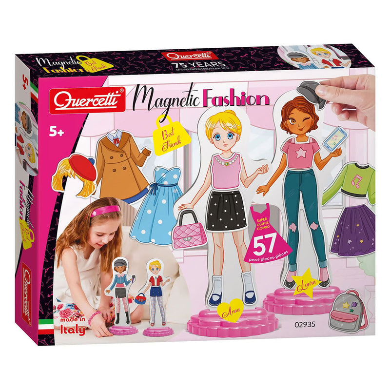 Afbeelding laden in galerijviewer, Quercetti magnetische mode aankleedpop best friends - 57dlg.
