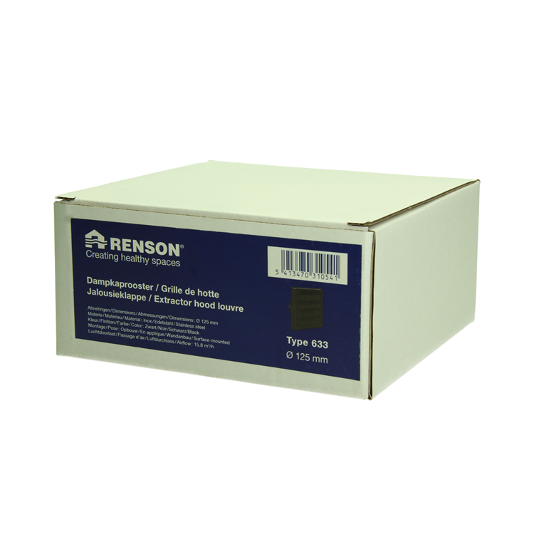 Afbeelding laden in galerijviewer, Renson 1068946 - inbouw dampkaprooster 633 inox zwart (dia 125) | 2 stuks
