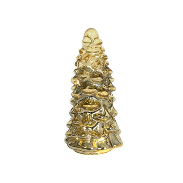 Svenska living kerstboom glas relief craquele led goud d10xh20cm, 2xaaa ( exclusief )