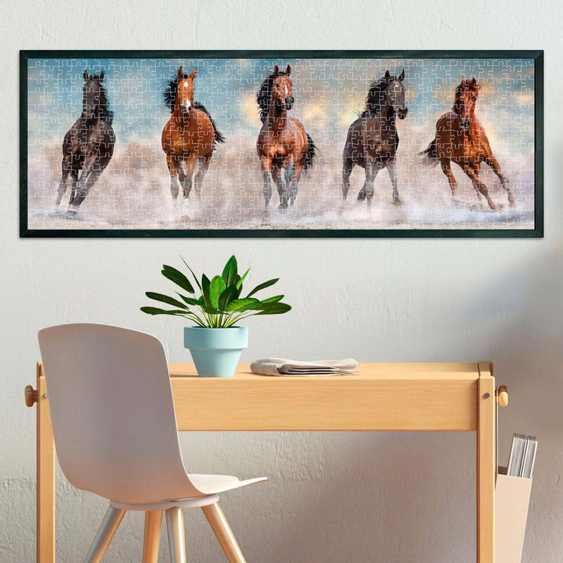 Afbeelding laden in galerijviewer, Clementoni Panorama Puzzel Paarden, 1000st.
