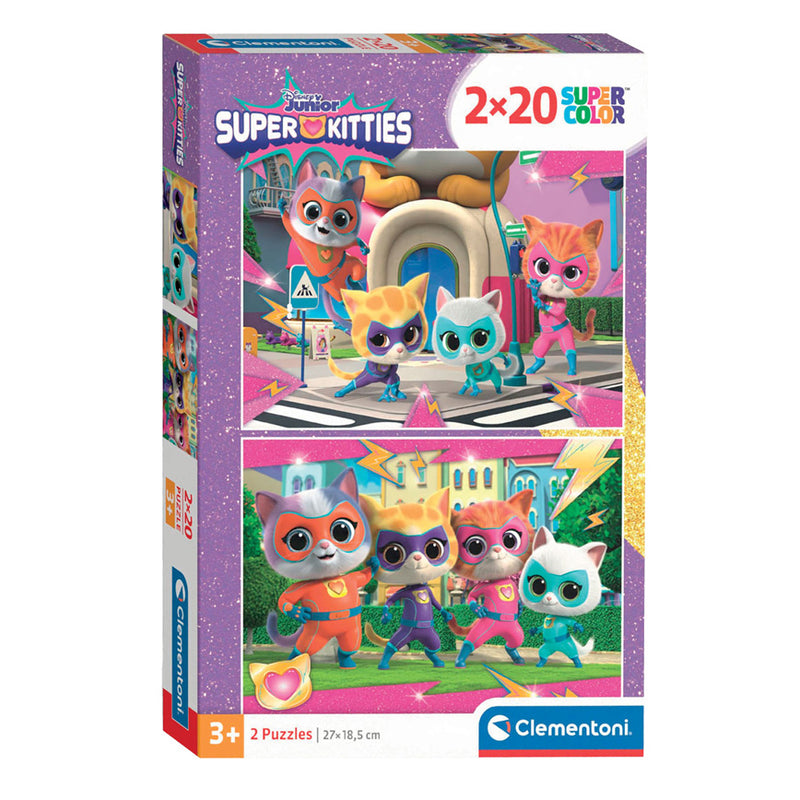Afbeelding laden in galerijviewer, Clementoni legpuzzel super color super kittens, 2x20st.
