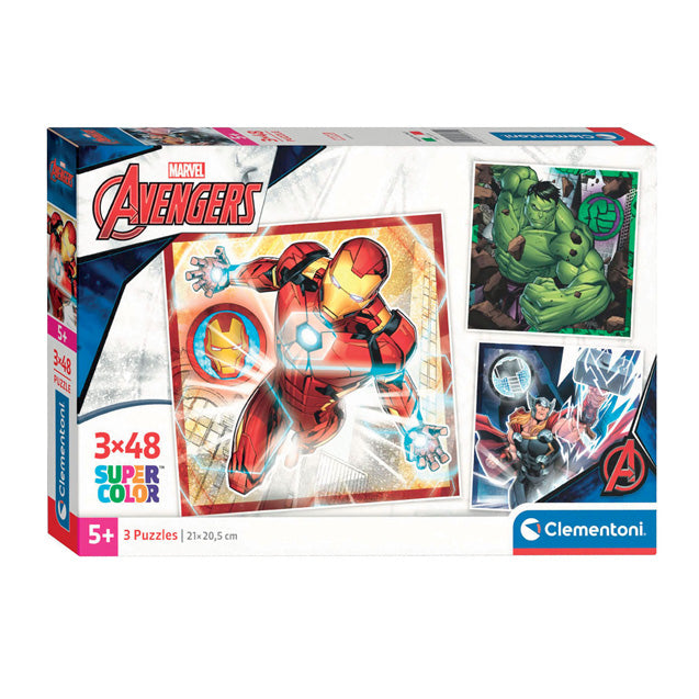 Afbeelding laden in galerijviewer, Clementoni legpuzzel super color vierkant marvel avengers, 3x48st.
