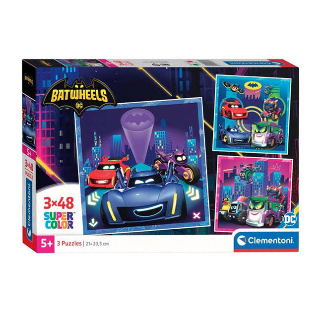 Afbeelding laden in galerijviewer, Clementoni legpuzzel super color vierkant batwheels, 3x48st.
