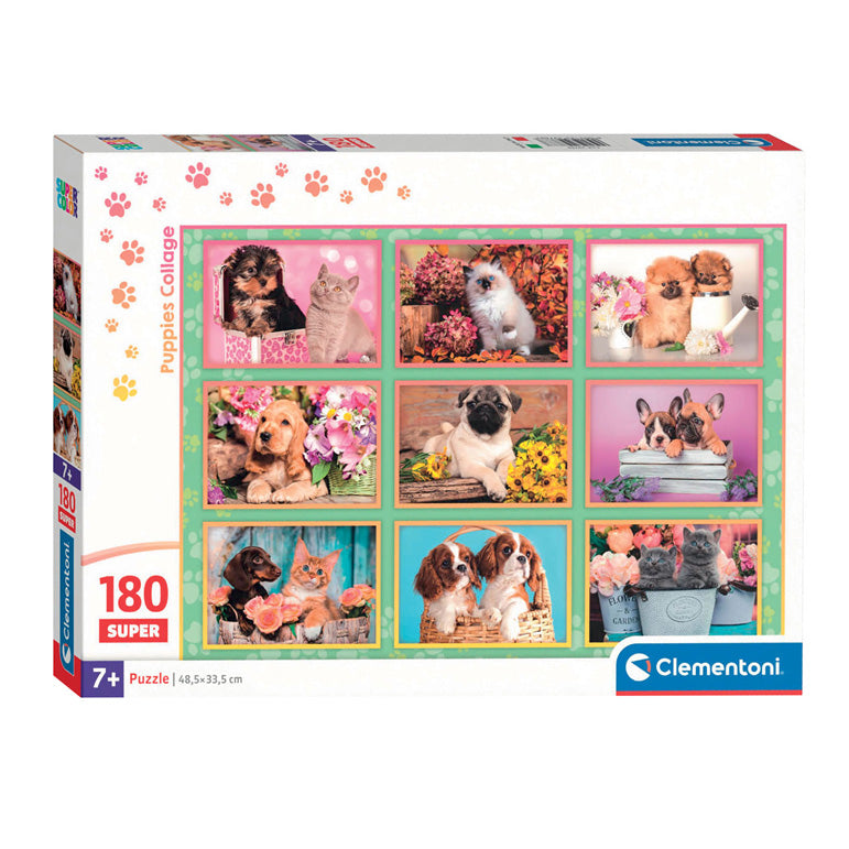 Afbeelding laden in galerijviewer, Clementoni legpuzzel super color puppies collage, 180st.
