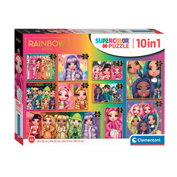 Afbeelding laden in galerijviewer, Clementoni legpuzzel super color 10in1 rainbow high
