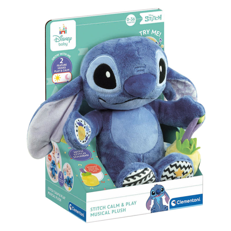 Afbeelding laden in galerijviewer, Clementoni baby speelgoed - stitch knuffel - kalmerende en spellende knuffel - maakt muziek - 0-36 maanden
