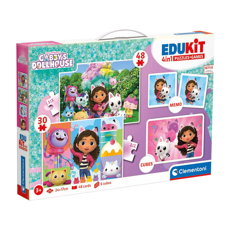 Afbeelding laden in galerijviewer, Clementoni gabby's poppenhuis edukit 4in1 puzzels en spellen
