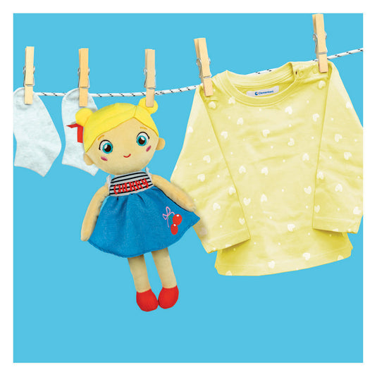 Clementoni zachte knuffelpop cherry terry - knuffel en pop voor baby en peuter - zacht kraamcadeau - wasbaar poppen speelgoed voor de allerkleinsten