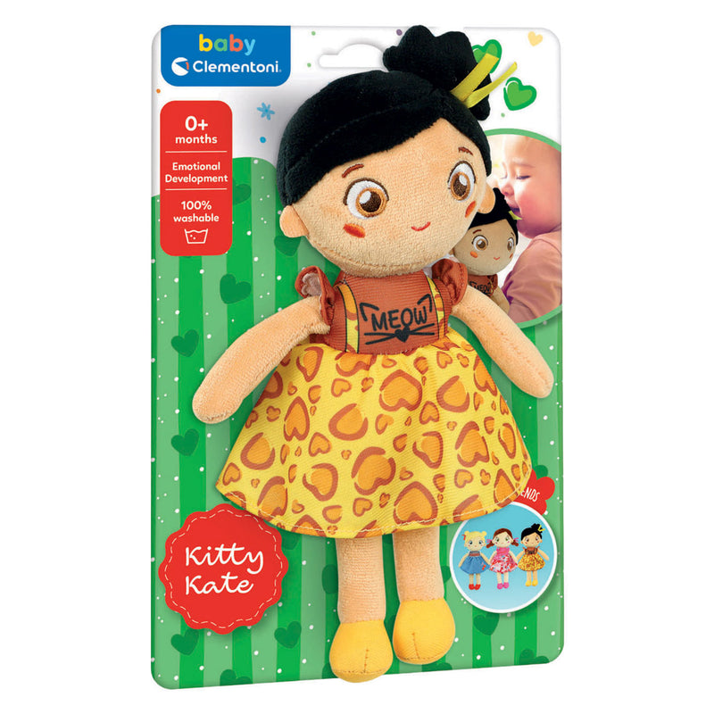 Afbeelding laden in galerijviewer, Clementoni zachte knuffelpop kitty kate - knuffel en pop voor baby en peuter - zacht kraamcadeau - wasbaar poppen speelgoed voor de allerkleinsten
