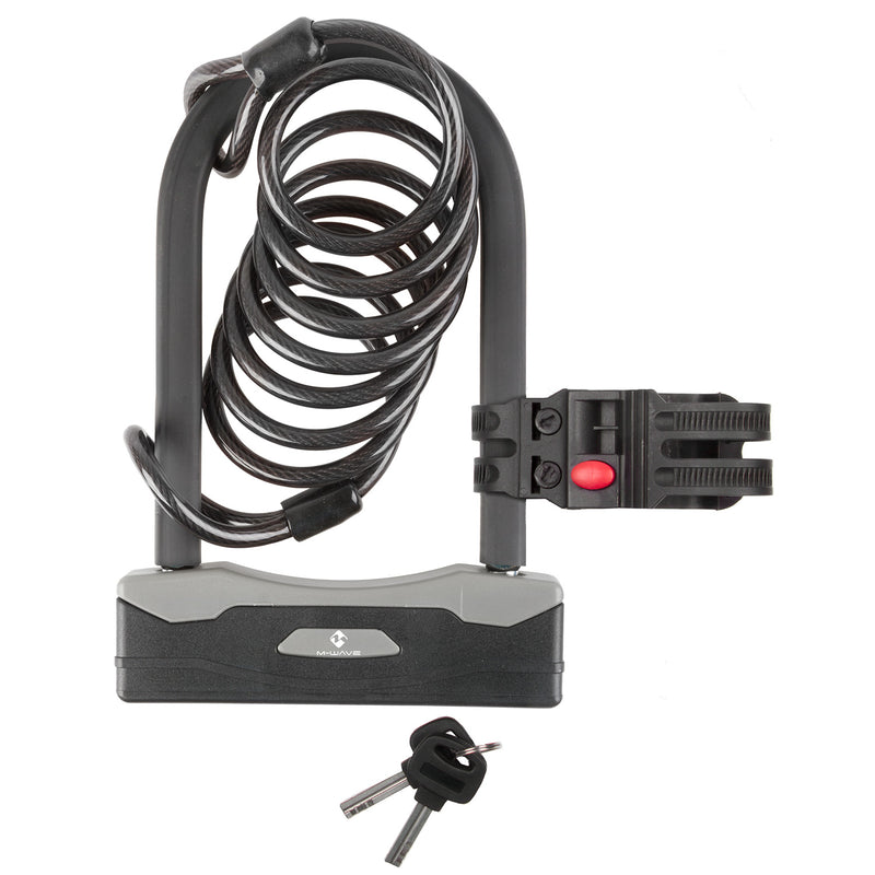 Afbeelding laden in galerijviewer, M-wave b 247 sc 8.18 l shackle lock with spiral cable
