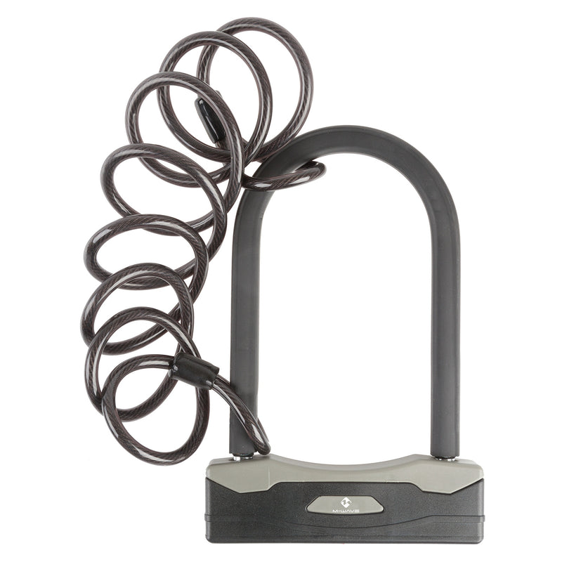 Afbeelding laden in galerijviewer, M-wave b 247 sc 8.18 l shackle lock with spiral cable
