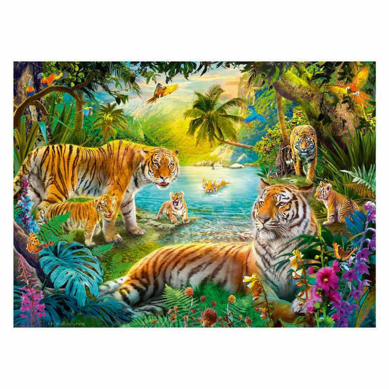 Afbeelding laden in galerijviewer, Ravensburger legpuzzel tijgerfamilie in de oase - 500st.

