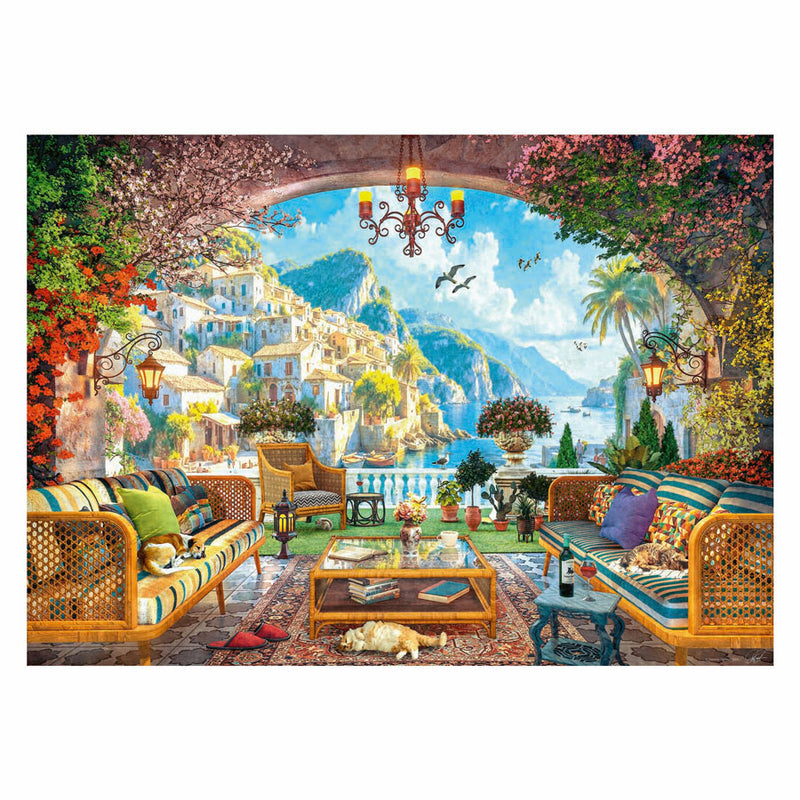 Afbeelding laden in galerijviewer, Ravensburger legpuzzel mediterraan terrasuitzicht - 1000st.
