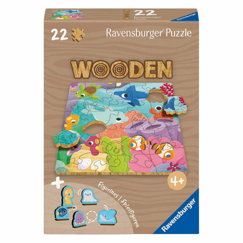 Afbeelding laden in galerijviewer, Ravensburger houten legpuzzel onderwaterdieren - 22st.
