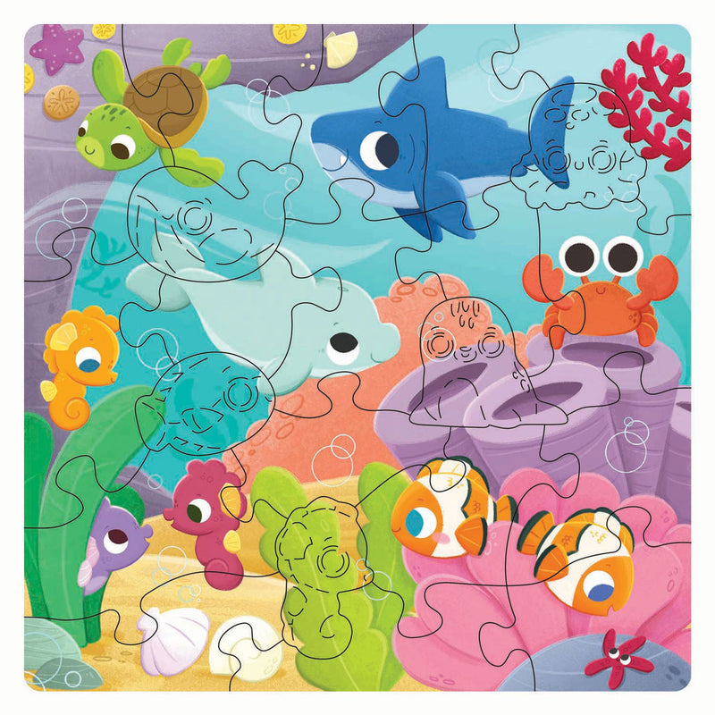 Afbeelding laden in galerijviewer, Ravensburger houten legpuzzel onderwaterdieren - 22st.

