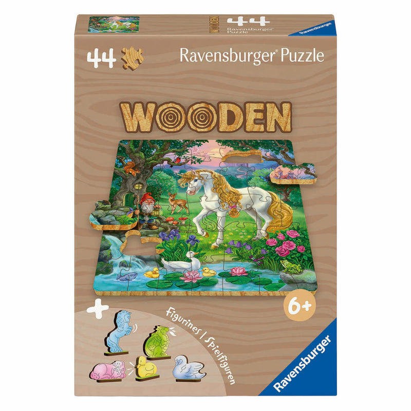 Afbeelding laden in galerijviewer, Ravensburger houten legpuzzel eenhoorn - 44st.
