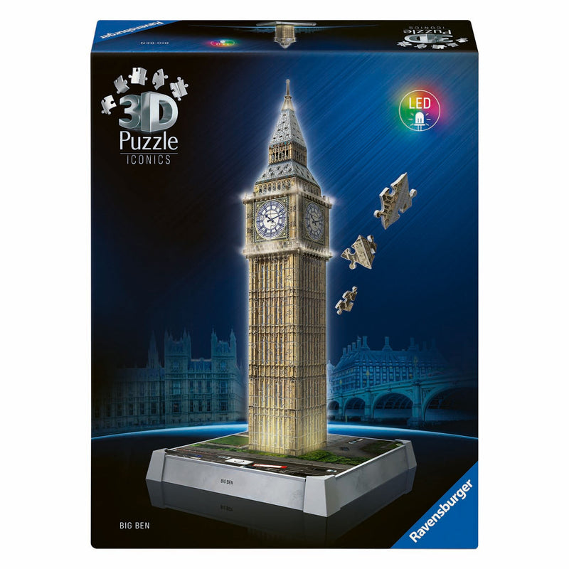 Afbeelding laden in galerijviewer, Ravensburger 3d puzzel iconics big ben - met licht - 235st.
