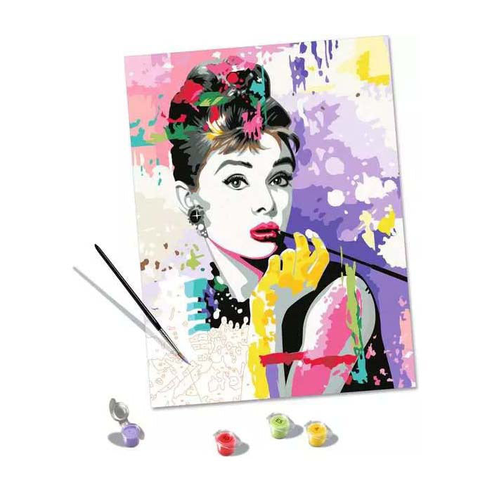 Afbeelding laden in galerijviewer, Ravensburger schilderen op nummer set - audrey hepburn canvas kunst.
