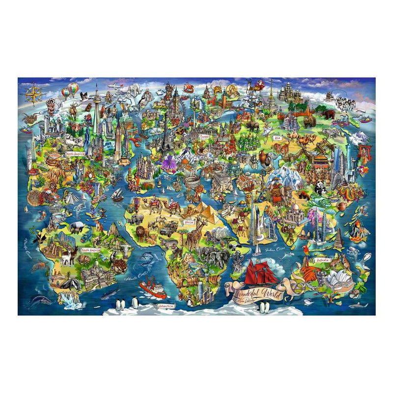 Afbeelding laden in galerijviewer, Ravensburger – wereldkaart met bezienswaardigheden – legpuzzel – 5000 stukjes
