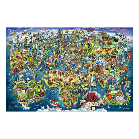 Ravensburger – wereldkaart met bezienswaardigheden – legpuzzel – 5000 stukjes