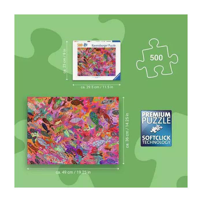 Afbeelding laden in galerijviewer, Ravensburger – fish in fuchsia – legpuzzel – 500 stukjes
