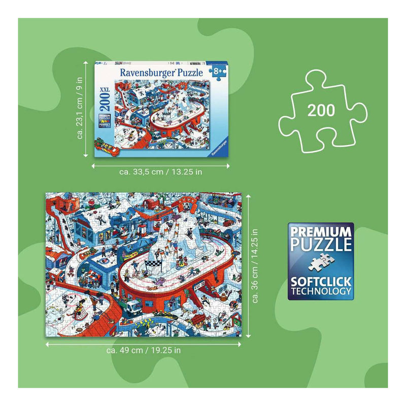 Afbeelding laden in galerijviewer, Ravensburger – drukte in het winterdorp – kinderpuzzel – 200 xxl stukjes
