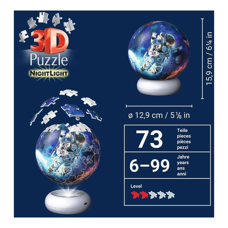 Afbeelding laden in galerijviewer, Ravensburger – astronauten – 3d puzzle-ball nachtlicht – 73 stukjes

