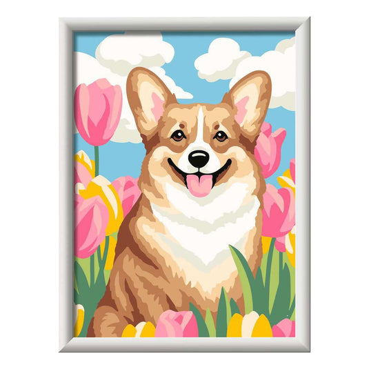 Ravensburger – creart: floral corgi – schilderen op nummer