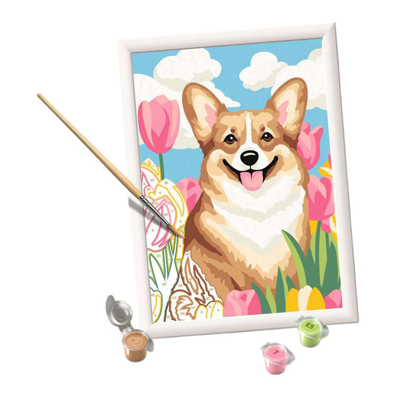 Afbeelding laden in galerijviewer, Ravensburger – creart: floral corgi – schilderen op nummer
