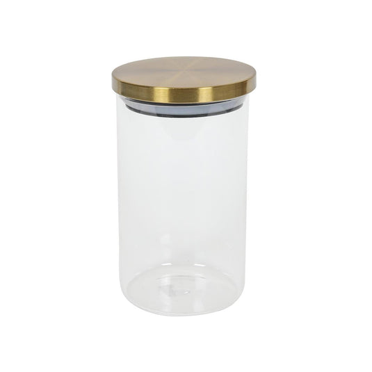 Voorraadpot glas met gouden deksel ã¸9,5x17cm 900ml