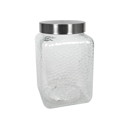 Ty voorraadpot glas vierkant fros relief 2450ml 12,7x12,7x20cm