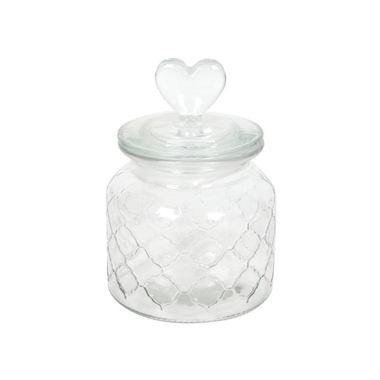 Voorraadpot hart glas ã˜10,5xh20cm