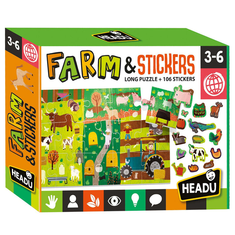 Afbeelding laden in galerijviewer, Headu Legpuzzel Boerderij met Herbruikbare Stickers
