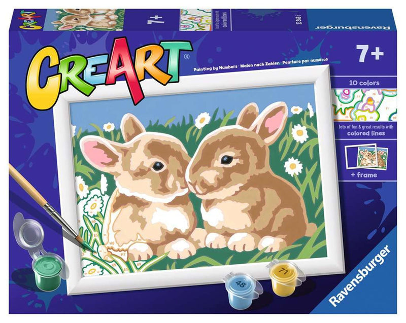 Afbeelding laden in galerijviewer, Ravensburger creart schilderen op nummer - pluizige konijntjes
