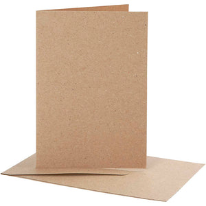 Creotime kaarten en enveloppen, afmeting kaart 10,5x15 cm, afmeting envelop 11,5x16,5 cm, naturel, 10sets