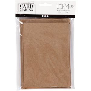 Creotime kaarten en enveloppen, afmeting kaart 10,5x15 cm, afmeting envelop 11,5x16,5 cm, naturel, 10sets