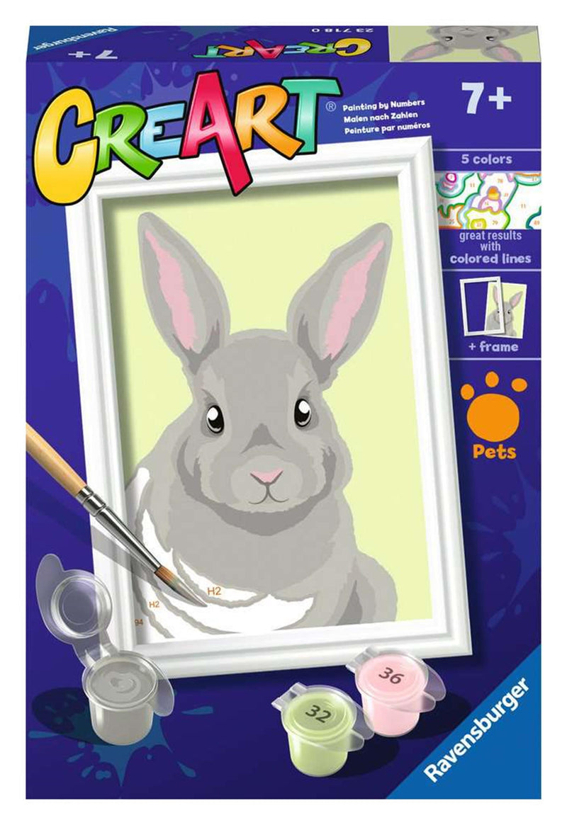 Afbeelding laden in galerijviewer, Ravensburger creart schilderen op nummer - grijze konijn
