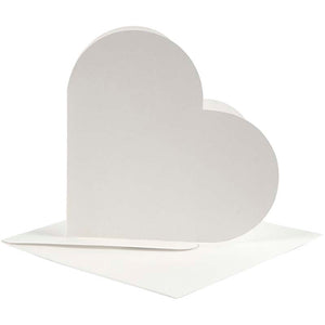 Creotime hartvormige kaarten, afmeting kaart 12,5x12,5 cm, afmeting envelop 13,5x13,5 cm, off-white, 10sets