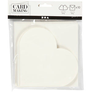 Creotime hartvormige kaarten, afmeting kaart 12,5x12,5 cm, afmeting envelop 13,5x13,5 cm, off-white, 10sets