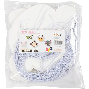 Creotime dierenmaskers, h: 13-24 cm, b: 20-28 cm, 100 stuks, wit one size