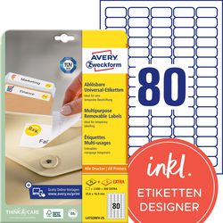 Etiketten avery l4732rev-25 35,6x16,9mm herkleefbaar