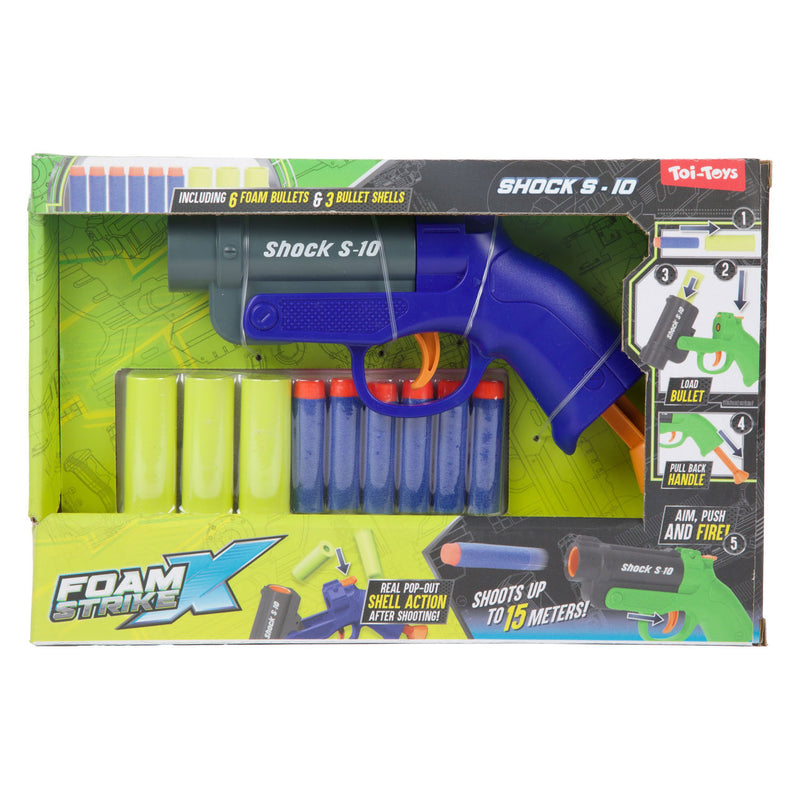 Afbeelding laden in galerijviewer, Toi-toys foam strikex pistool -shot s-10- met hulzen 2ass
