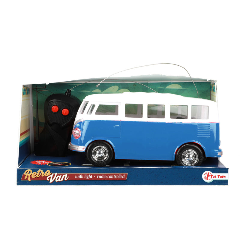 Afbeelding laden in galerijviewer, Toi-toys rc bestuurbare auto retro busje met licht
