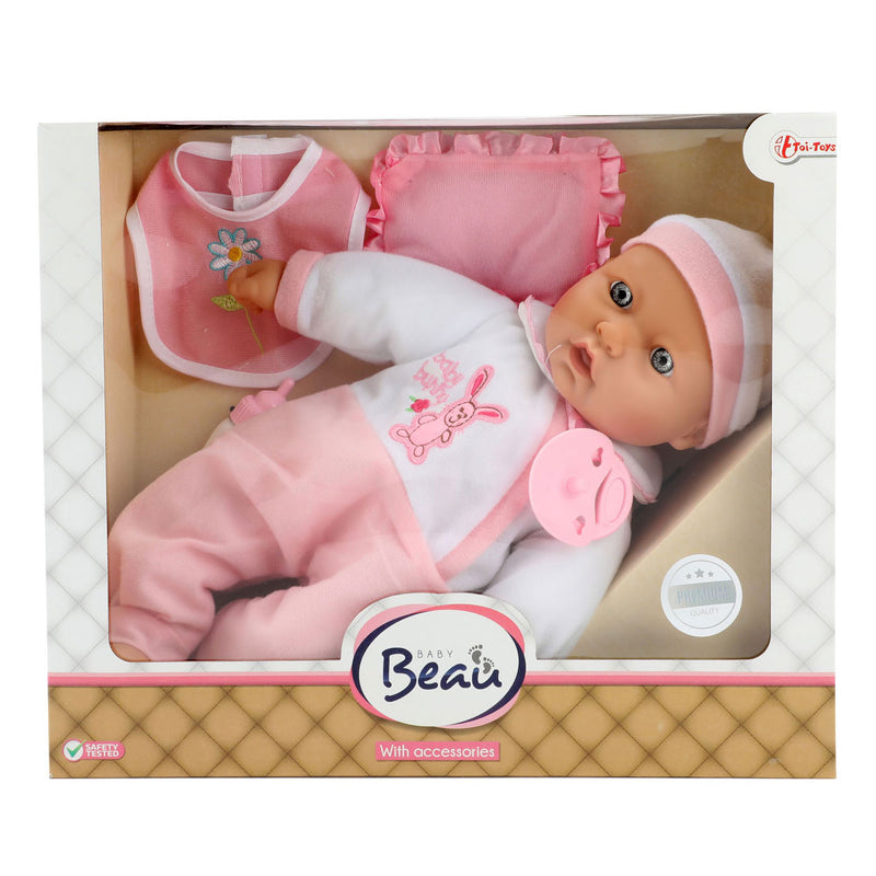 Afbeelding laden in galerijviewer, Toi-toys baby beau babypop met fles en slabber, 40cm
